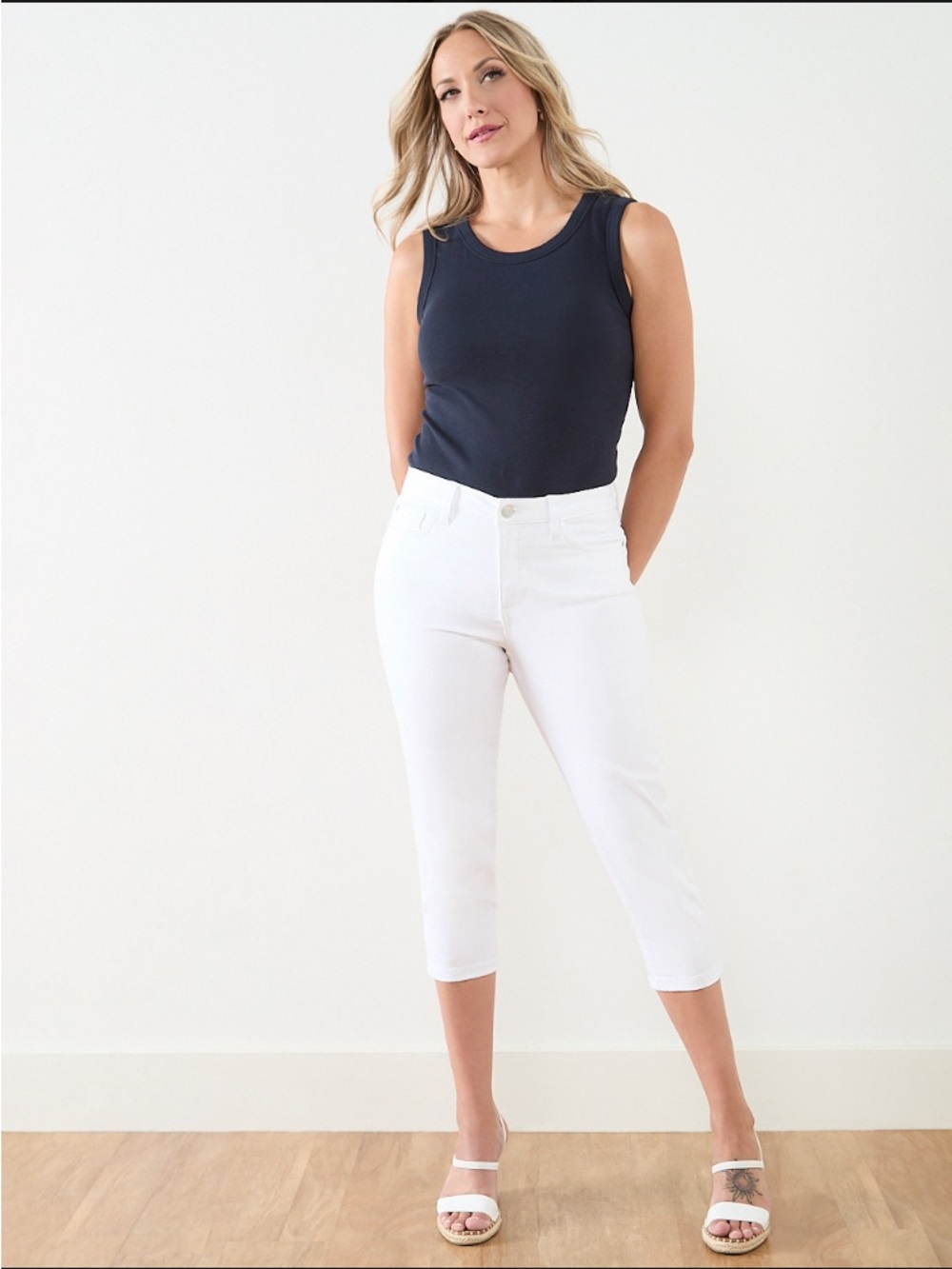 Cleo Lilly Denim  Slim Fit Butt Lift Capri - White - Size 12 Regular - NW